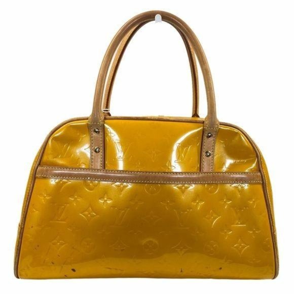 Authenticated Used Louis Vuitton LOUIS VUITTON Monogram Vernis Houston Tote  Bag M91055 Lime Yellow 